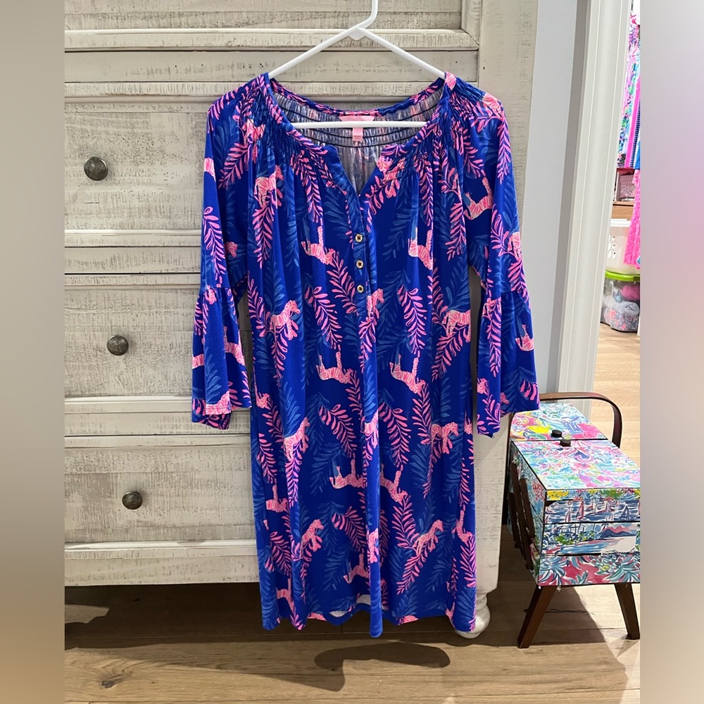 Lilly Pulitzer Blue & Pink Tiegan Dress- size Large